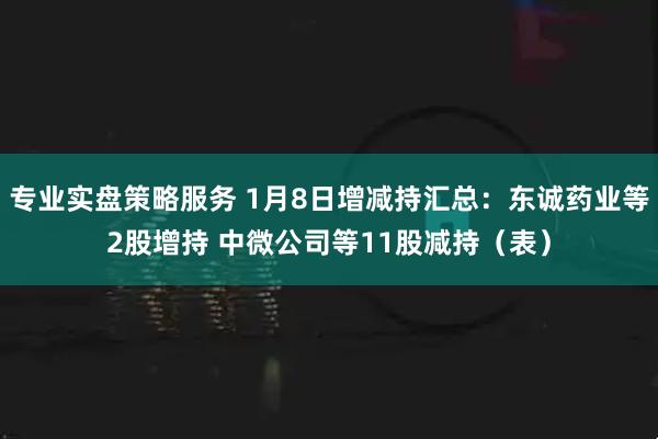 专业实盘策略服务 1月8日增减持汇总:东诚药业等2股增持 中微公司等11股减持(表)