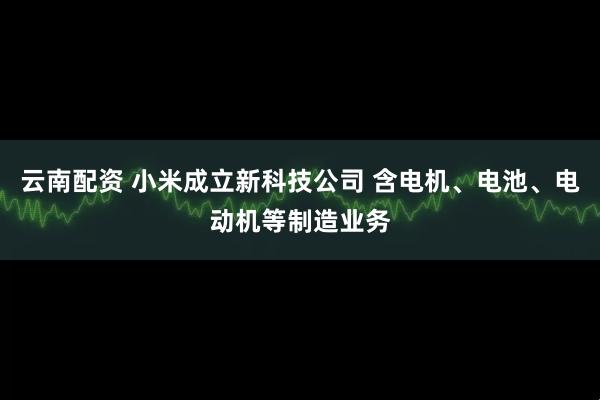 云南配资 小米成立新科技公司 含电机、电池、电动机等制造业务